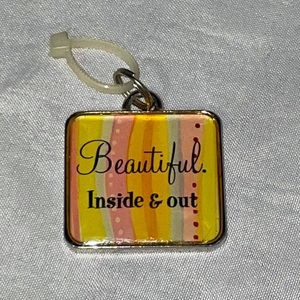 Beautiful square charm pendant. 1” word charm - jewelry making - zipper pull